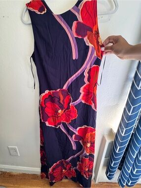 Lost + Wander navy Maxi Dress with Red Floral Print